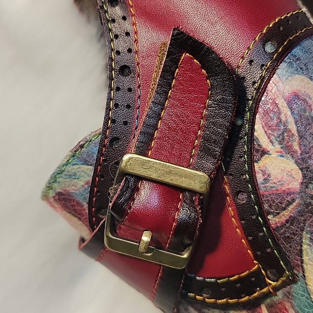 CRAZYCATZ Victorian Boho Floral Hand Painted Oxford Chunky‎ Bootie Block Heels 8 - Picture 13 of 13